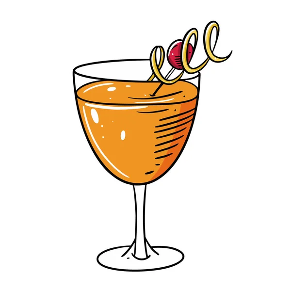 Zomerse alcohol coktail. Handgetekende platte stijl. Cartoon vector illustratie. Geïsoleerd op witte achtergrond. — Stockvector