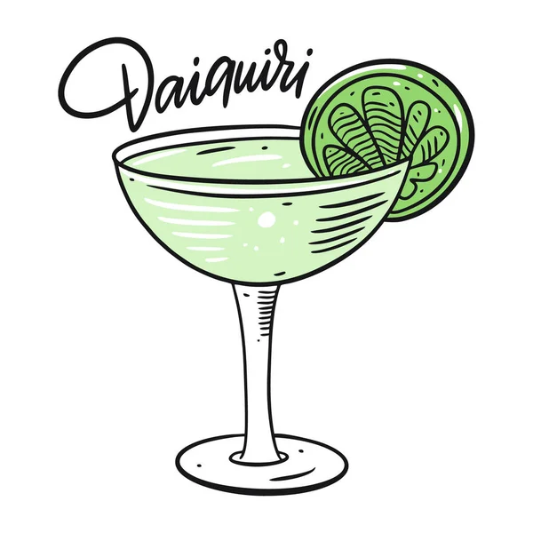 Daiquiri Chaux Cocktail Alcoolisé Illustration Vectorielle Dessin Animé Coloré Isolé — Image vectorielle