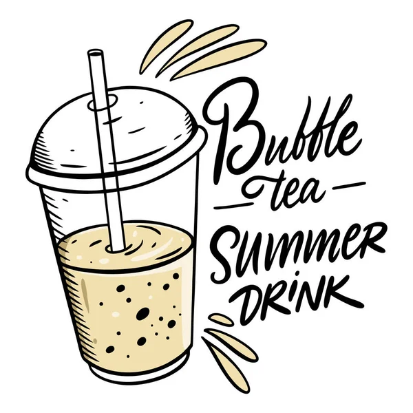Bubble Tea Sommergetränk vorhanden. Vektorillustration im Cartoon-Stil. Isoliert auf weißem Hintergrund. — Stockvektor
