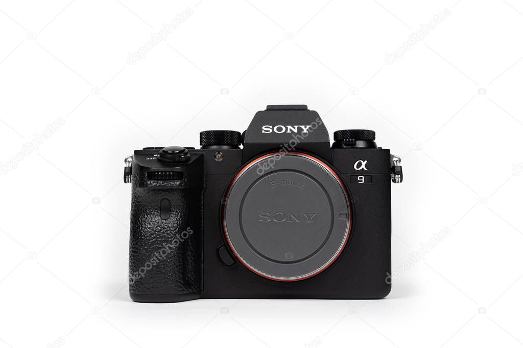 Bangkok, Thailand - 14 Jun 2019, Sony A9 (Alpha 9) Fullframe mirrorless camera was Thailand in 2019, Bangkok, Thailand.