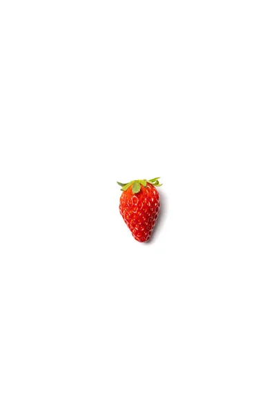 One portrait isolated fresh strawberry on the pure white backgro — ストック写真
