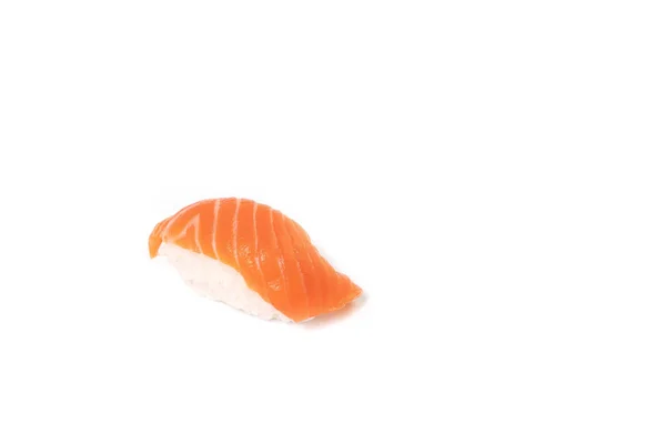 One isolated section view of salmon sushi on white background. C — Stock Photo, Image