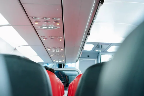 Seats Airplane Passenger Sitting All Area Waiting Plane Taking Runway — Stock Photo, Image