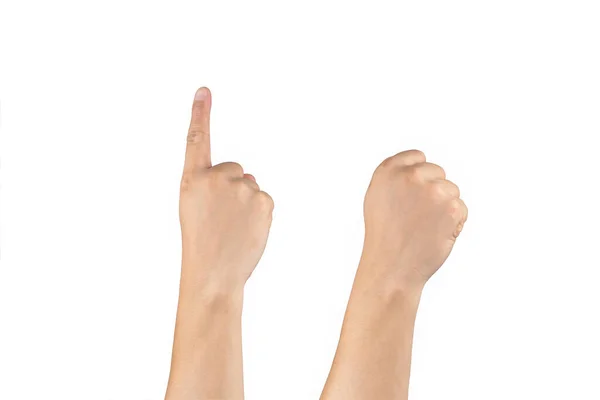 Азійська Спина Показує Рахує Десять Знаків Пальці Ізольованому Білому Тлі — стокове фото