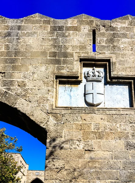 Castillo medieval de los Caballeros Hospitalarios en la isla de Rodas, Grecia — Foto de Stock