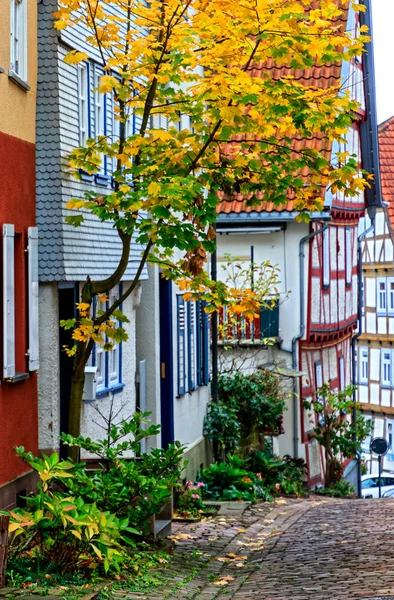A steep alley of Romantic Burgenstadt Schlitz Vogelsbergkreis, Germany — Stock Photo, Image