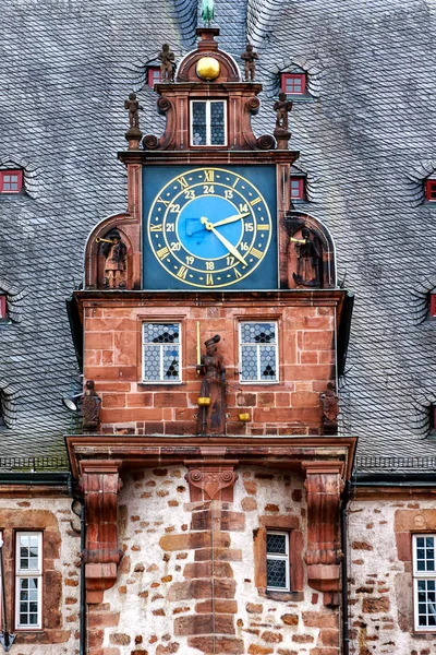 Town Hall Renaissance Tower Clock Gable University Town Marburg Hesse Royalty Free Stock Images