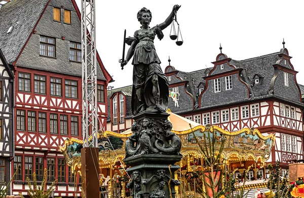 Traditional 1393 Christmas Market Historic Center Frankfurt Main Germany — Stock Photo, Image