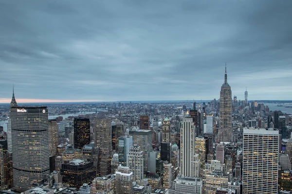 Πόλη Της Νέας Υόρκης Βράδυ Που Λαμβάνονται Από Rockefeller Center — Φωτογραφία Αρχείου