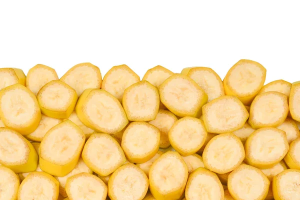 Fresh banana slices background. Top view. — Stock Photo, Image