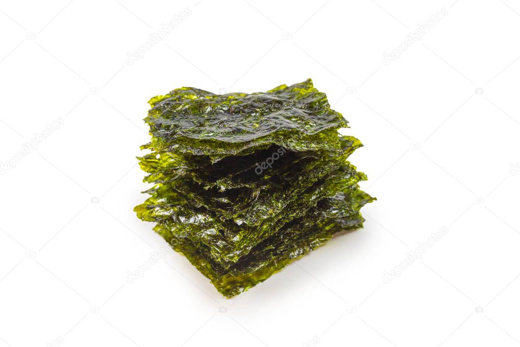 Nori seaweed isolated on white. 