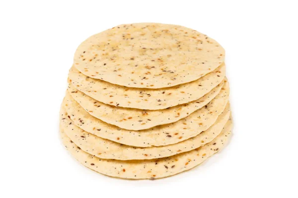 Pan de Pitta con semillas aisladas en blanco —  Fotos de Stock