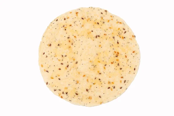 Pan de Pitta con semillas aisladas en blanco —  Fotos de Stock