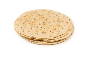 Pitta ekmeği beyaz üzerine izole edilmiş tohumlar