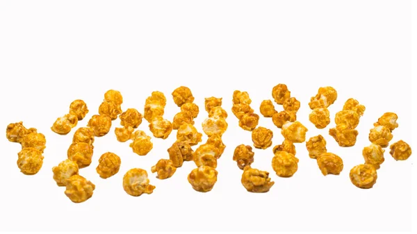 Caramel pop corn isolated on white background. — Stock Photo, Image