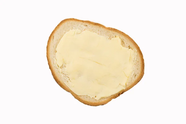 Ψωμί και βούτυρο που απομονώνονται σε λευκό φόντο. — Φωτογραφία Αρχείου