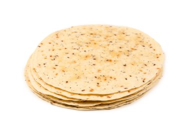 Pitta ekmeği beyaz üzerine izole edilmiş tohumlar