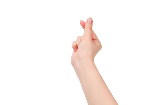 Kvinnlig hand isolerad på vitt. Hjärtsymbol. — Stockfoto