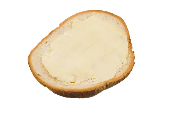 Pão e manteiga isolados sobre fundo branco. — Fotografia de Stock