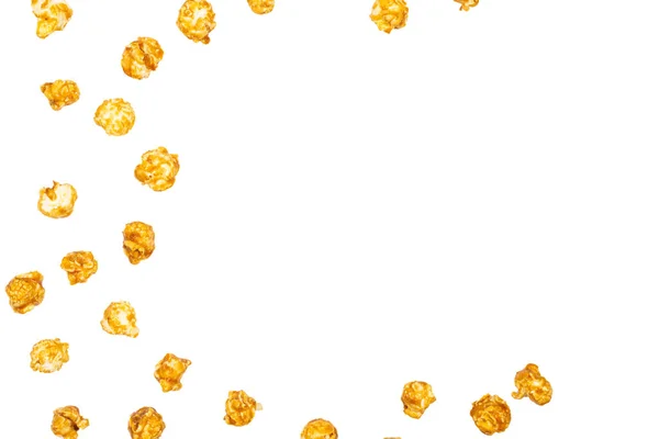 Caramel pop corn isolated on white background. — Stock Photo, Image