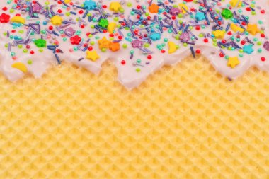 Kremalı tatlı waffle arka planı. 