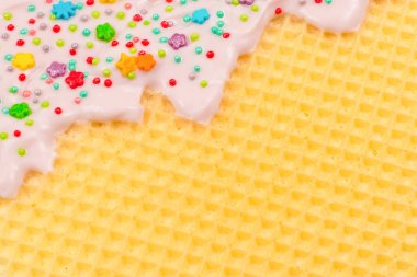 Kremalı tatlı waffle arka planı. 