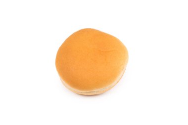 Beyaz arkaplanda izole edilmiş hamburger ekmeği. 