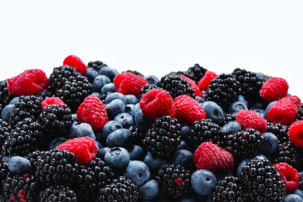 Blackberry, raspberry, blueberry background.  Top view. — Stock Photo, Image