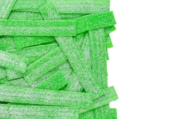 Grön saftig gummy godis bakgrund. Högst upp. Gelégodis. — Stockfoto