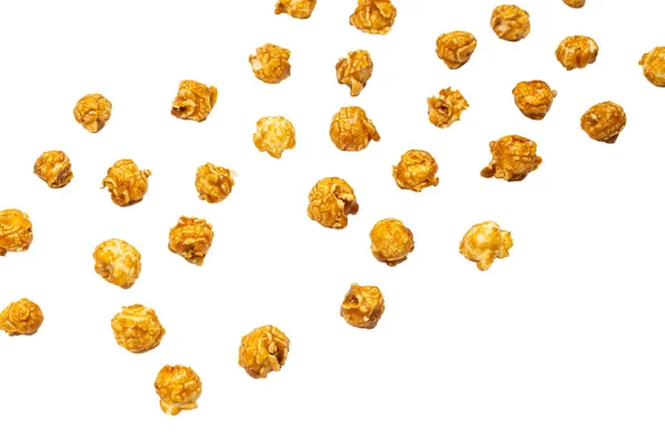 Caramel pop corn isolated on white background. — Stock Photo, Image