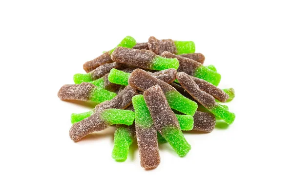 Green gummy candies. Top view. — Stock Photo, Image