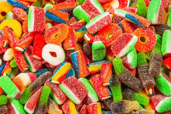 Assorted gummy candies. Top view. Jelly  sweets. — Stock Photo, Image