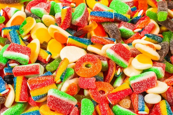 맛있는 사탕을 준비 했어. 위에서 본 모습. 젤리 사탕. — 스톡 사진