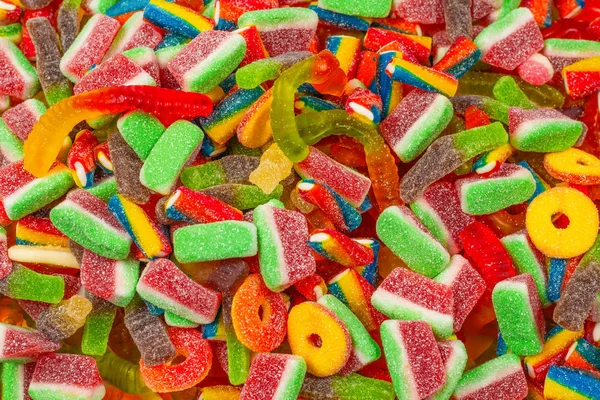 Assorted gummy candies. Top view. Jelly  sweets background. — Stock Photo, Image