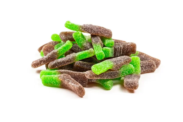 Green gummy candies. Top view. — Stock Photo, Image