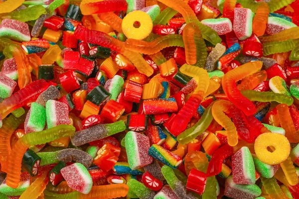 Assorted gummy candies. Top view. Jelly  sweets background. — Stock Photo, Image