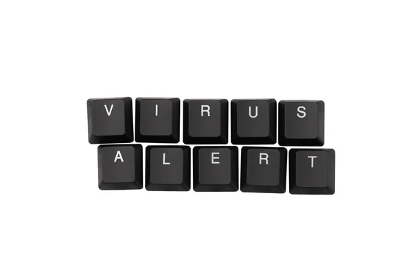 Avviso virus Word scritto sulla tastiera. Isolato su bianco . — Foto Stock