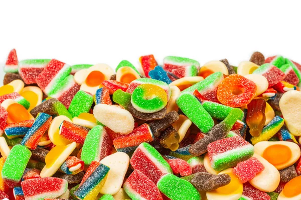 Verschiedene Gummibärchen Ansicht Von Oben Gelee Bonbons Hintergrund — Stockfoto