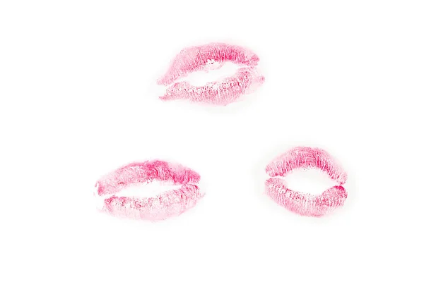 白地に隔離された女のキス 赤口紅 — ストック写真