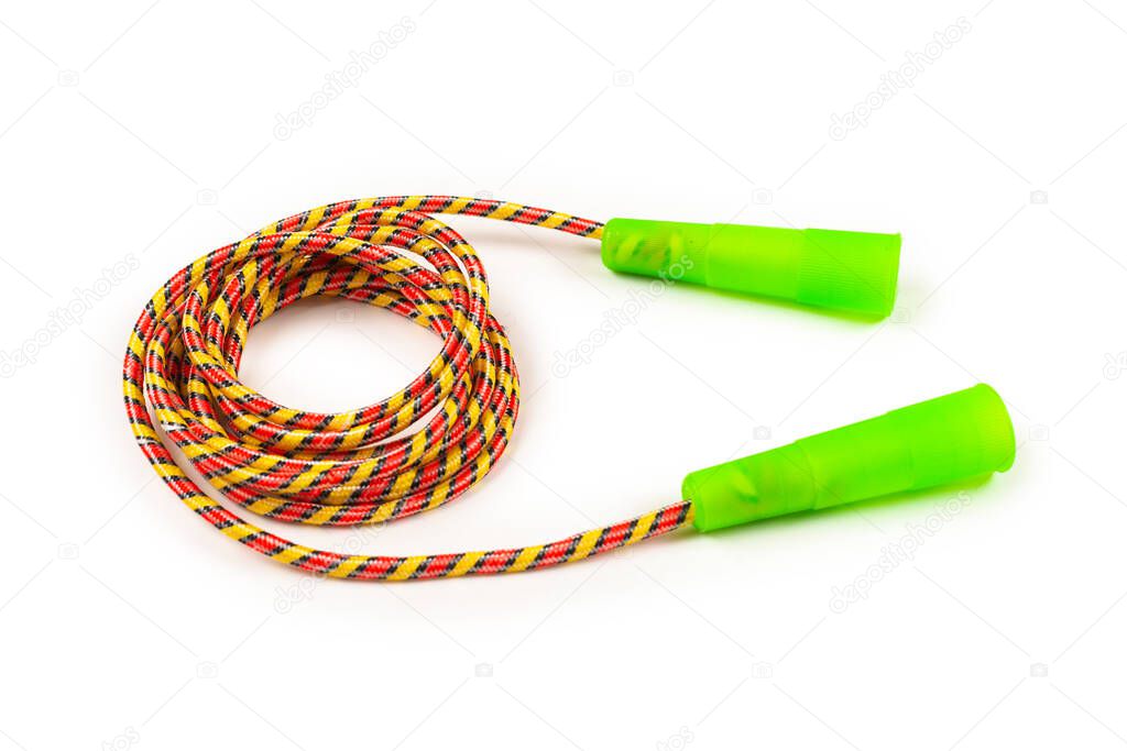 Jump rope on white background. Top view. 
