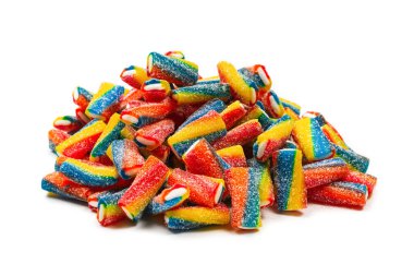 Renkli tüpler, jöleli şekerler. Üst görünüm.