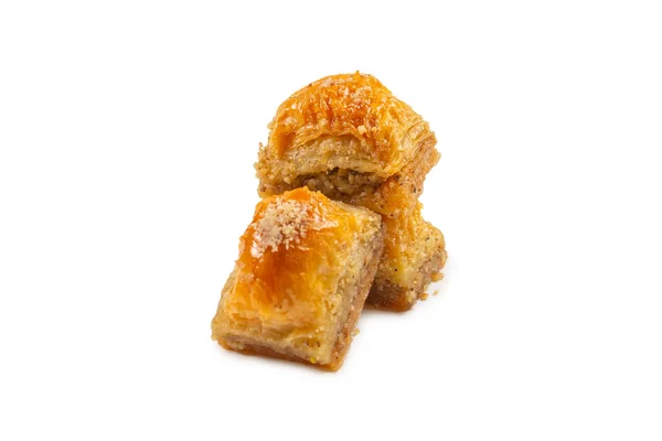 Délicieux Baklava Sucré Isolé Sur Fond Blanc Vue Dessus — Photo