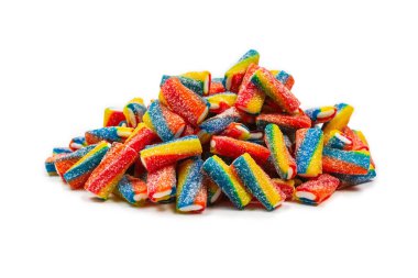 Renkli tüpler, jöleli şekerler. Üst görünüm.