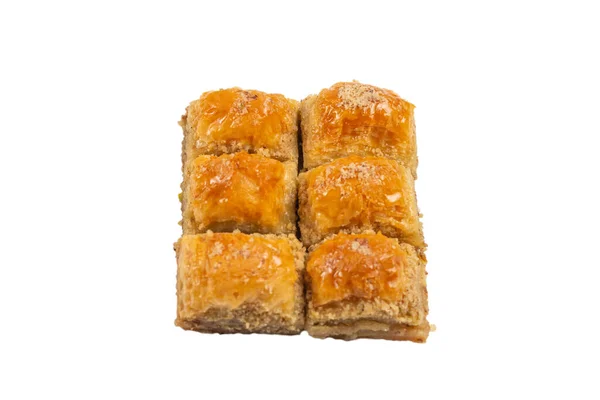 美味的甜面包熔岩被白色背景隔离 顶部视图 — 图库照片