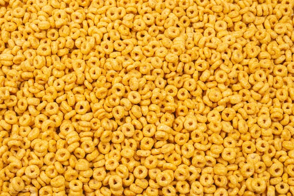 Corn Flakes Sfondo Consistenza Vista Dall Alto Anelli Miele Scatola — Foto Stock