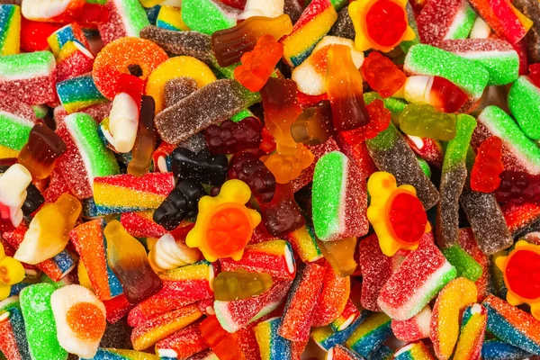 Permen Karet Berbagai Macam Pemandangan Bagus Latar Belakang Jelly Sweets — Stok Foto