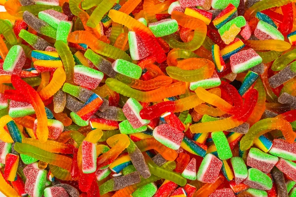 Assorted Tasty Gummy Candies Top View Jelly Sweets Background — Stock Photo, Image