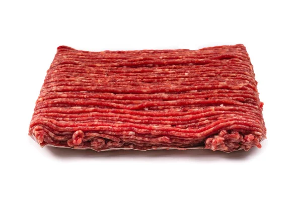 Carne Picada Isolada Sobre Fundo Branco Vista Superior — Fotografia de Stock