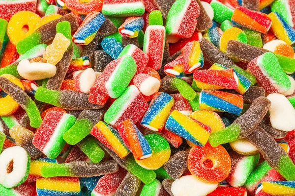 Permen Karet Berbagai Macam Pemandangan Bagus Latar Belakang Jelly Sweets — Stok Foto