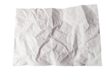 Buruşmuş beyaz kağıt arka plan. Üst görünüm. 